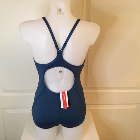 Women's Steel Blue Athletic Training One Piece Bathing Suit - Picture 6 of 9